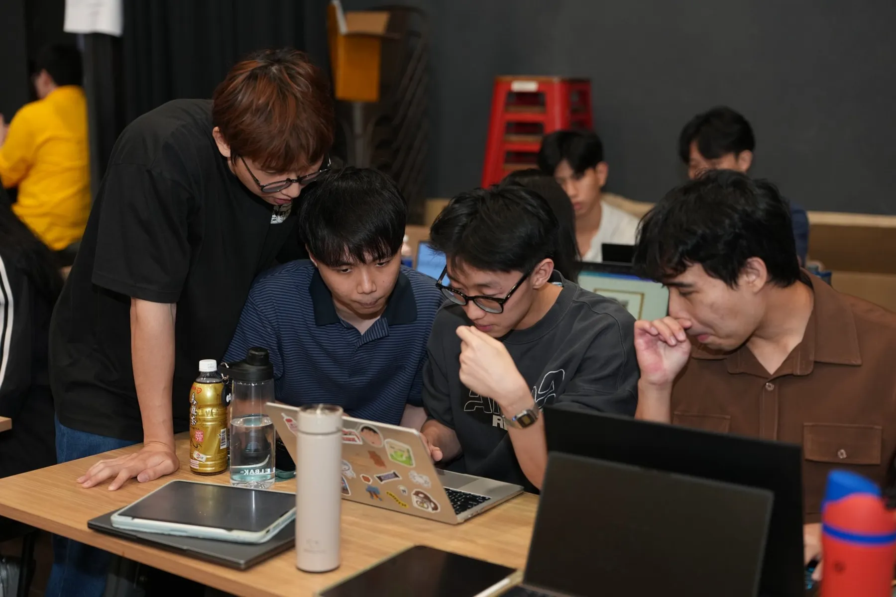Students working in teams